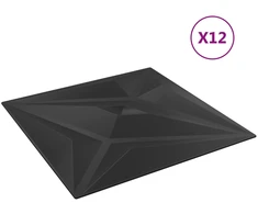 Sienų plokštės Žvaigždė 48 pcs Juodos žvaigždės 50 x 50 cm