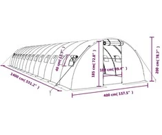 Šiltnamis su plieno rėmu, žalios spalvos, 14x4x2m, 56m²