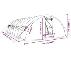 Šiltnamis su plieno rėmu, žalios spalvos, 8x5x2,3m, 40m²