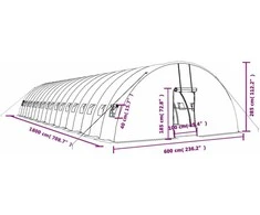 Šiltnamis su plieno rėmu, žalios spalvos, 18x6x2,85m, 108m²