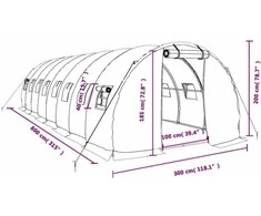 Šiltnamis su plieno rėmu, žalios spalvos, 8x3x2m, 24m²