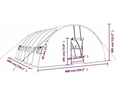 Šiltnamis su plieno rėmu, žalios spalvos, 6x6x2,85m, 36m²