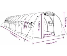 Šiltnamis su plieno rėmu, žalios spalvos, 12x3x2m, 36m²