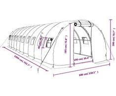 Šiltnamis su plieno rėmu, žalios spalvos, 10x3x2m, 30m²