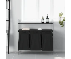 Skalbinių krepšys, 3 skyriai su lentynomis, juodo ąžuolo spalvos