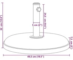 Skėčio nuo saulės pagrindas 32/35/38mm skersmens stulpams, 25kg