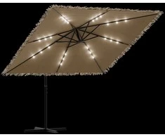 Skėtis nuo saulės su LED/plieniniu stulpu, rudas, 246x246x230cm