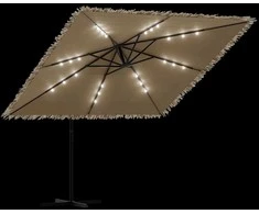 Skėtis nuo saulės su LED/plieniniu stulpu, rudas, 269x269x235cm