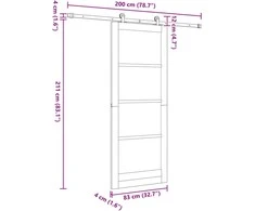 Slankios durys ORKDAL 83 x 211 cm Balta ir juoda