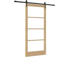 Slankios durys 93 x 202 cm Tvirtos pušies mediena ir stiklas
