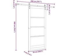 Slankios durys 93 x 202 cm Tvirtos pušies mediena ir stiklas