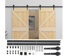 Slankios durys 2 pcs Natūrali ir juoda Pušies medienos masyvas