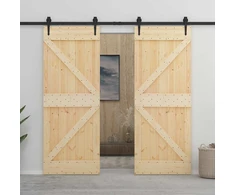Slankios durys 2 vnt. 90 x 210 cm Pušies medienos masyvas