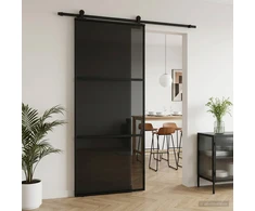 Slankios durys 90 x 205 cm Grūdintas stiklas ir aliuminis