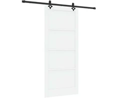 Slankios durys 93 x 211 cm Apdirbta mediena Balta ir juoda