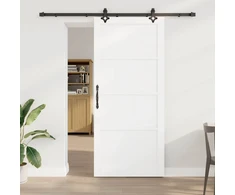 Slankios durys 93 x 211 cm Apdirbta mediena Balta ir juoda