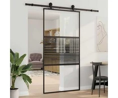 Stiklinės durys Dryžuotas Juoda 102,5 x 2 x 205 cm Aliuminis