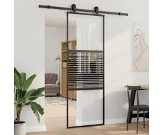 Stiklinės durys Dryžuotas Juoda 76 x 2 x 205 cm Aliuminis