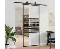 Stiklinės durys Dryžuotas Juoda 90 x 2 x 205 cm Aliuminis
