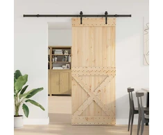 Slankios durys NARVIK Natūrali ir juoda 95 x 210 cm (213,5 cm)
