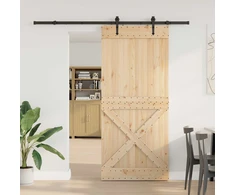 Slankios durys NARVIK Natūrali ir juoda 90 x 210 cm (213,5 cm)