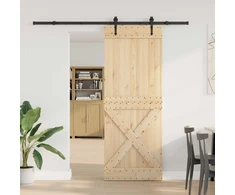 Slankios durys NARVIK Natūrali ir juoda 85 x 210 cm (213,5 cm)