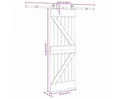 Slankios durys NARVIK Natūrali ir juoda 70 x 210 cm (213,5 cm)