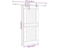 Slankios durys NARVIK Natūrali ir juoda 100 x 210 cm (213,5 cm)