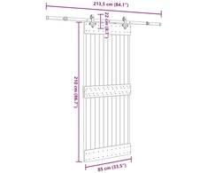 Slankios durys NARVIK Natūrali ir juoda 85 x 210 cm (213,5 cm)