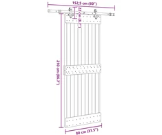 Slankios durys NARVIK Natūrali ir juoda 80 x 210 cm (152,5 cm)