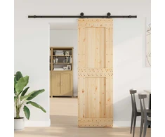 Slankios durys NARVIK Natūrali ir juoda 70 x 210 cm (213,5 cm)