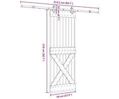 Slankios durys NARVIK Natūrali ir juoda 70 x 210 cm (213,5 cm)