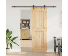 Slankios durys NARVIK Natūrali ir juoda 80 x 210 cm (213,5 cm)