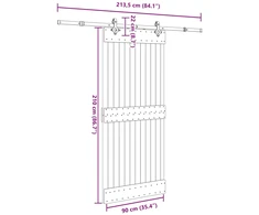 Slankios durys NARVIK Natūrali ir juoda 90 x 210 cm (213,5 cm)