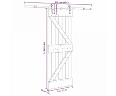 Slankios durys NARVIK Natūrali ir juoda 70 x 210 cm (213,5 cm)