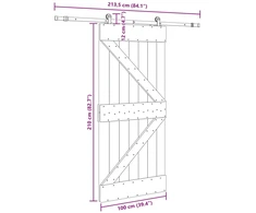 Slankios durys NARVIK Natūrali ir juoda 100 x 210 cm (213,5 cm)