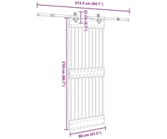 Slankios durys NARVIK Natūrali ir juoda 80 x 210 cm (213,5 cm)