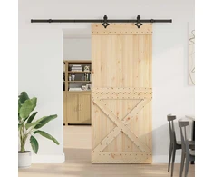 Slankios durys NARVIK Natūrali ir juoda 100 x 210 cm (213,5 cm)