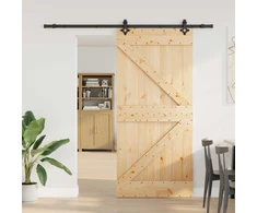 Slankios durys NARVIK Natūrali ir juoda 90 x 210 cm (213,5 cm)