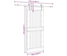 Slankios durys NARVIK Natūrali ir juoda 100 x 210 cm (213,5 cm)