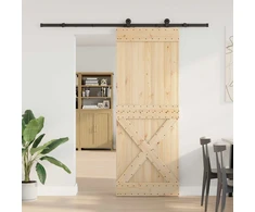 Slankios durys NARVIK Natūrali ir juoda 85 x 210 cm (213,5 cm)