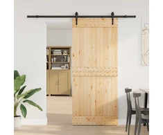Slankios durys NARVIK Natūrali ir juoda 90 x 210 cm (213,5 cm)