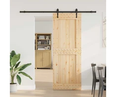 Slankios durys NARVIK Natūrali ir juoda 85 x 210 cm (213,5 cm)