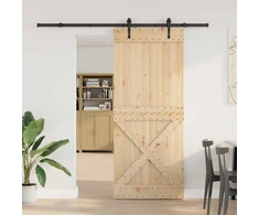 Slankios durys NARVIK Natūrali ir juoda 95 x 210 cm (213,5 cm)