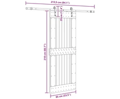 Slankios durys NARVIK Natūrali ir juoda 85 x 210 cm (213,5 cm)