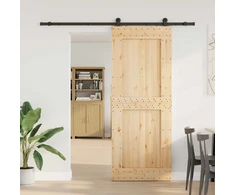 Slankios durys NARVIK Natūrali ir juoda 90 x 210 cm (213,5 cm)