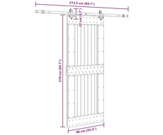 Slankios durys NARVIK Natūrali ir juoda 90 x 210 cm (213,5 cm)