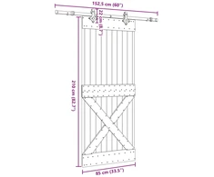 Slankios durys NARVIK Natūrali ir juoda 85 x 210 cm (152,5 cm)