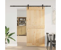 Slankios durys NARVIK Natūrali ir juoda 95 x 210 cm (213,5 cm)