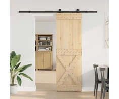 Slankios durys NARVIK Natūrali ir juoda 70 x 210 cm (213,5 cm)